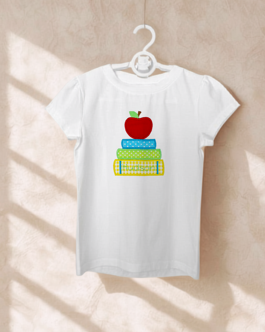 Back to School Apple on Books - Girls T-Shirt